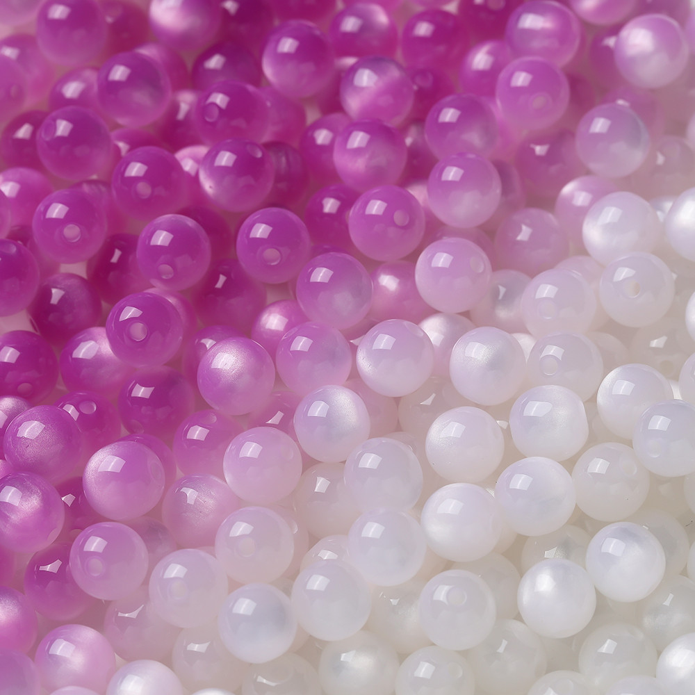 St. kunkka 8/10/12mm Round Resin Beads 10Pcs Color-changing Cat's Eye ...