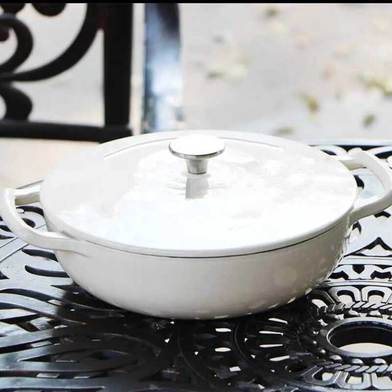 Foreign Trade Cast Iron Enamel 26cm Mommy Seafood Flat Pan Frying ...