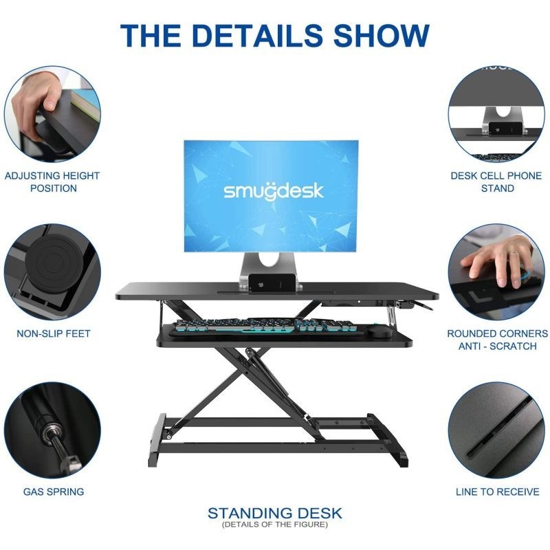 Adjustable Sitting Standing Convertible Desk Workstation Riser with ...