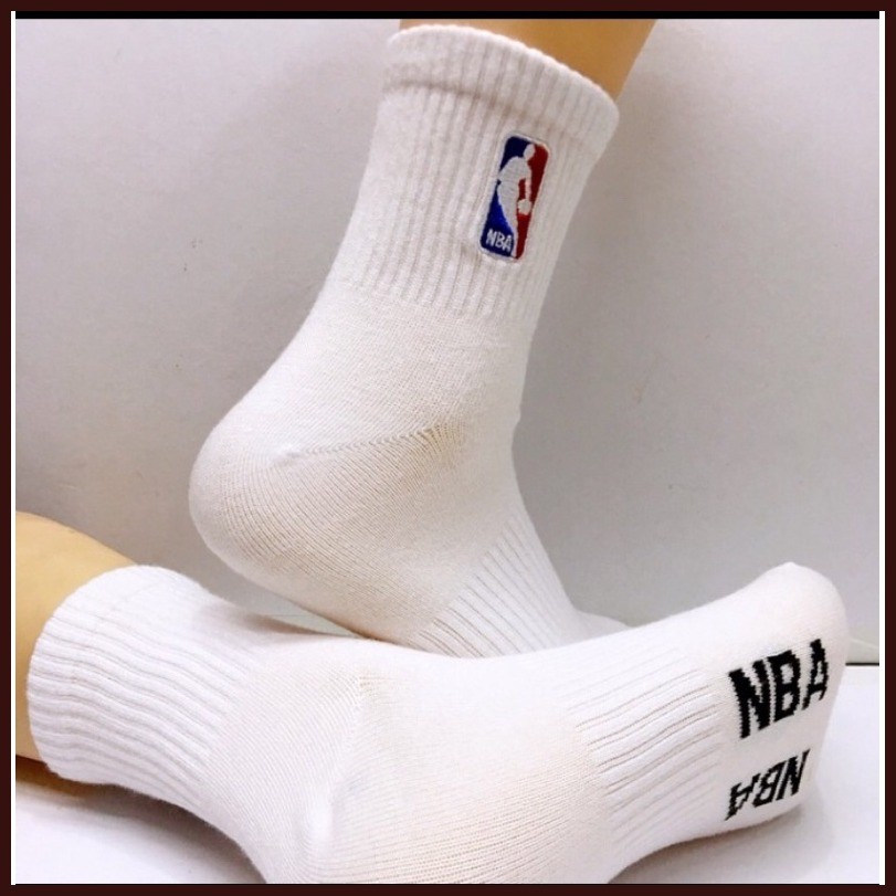 ↗ COD NBA EMBROIDERY BASKETBALL MID SOCKS COLOR WHITE unisex socks high ...