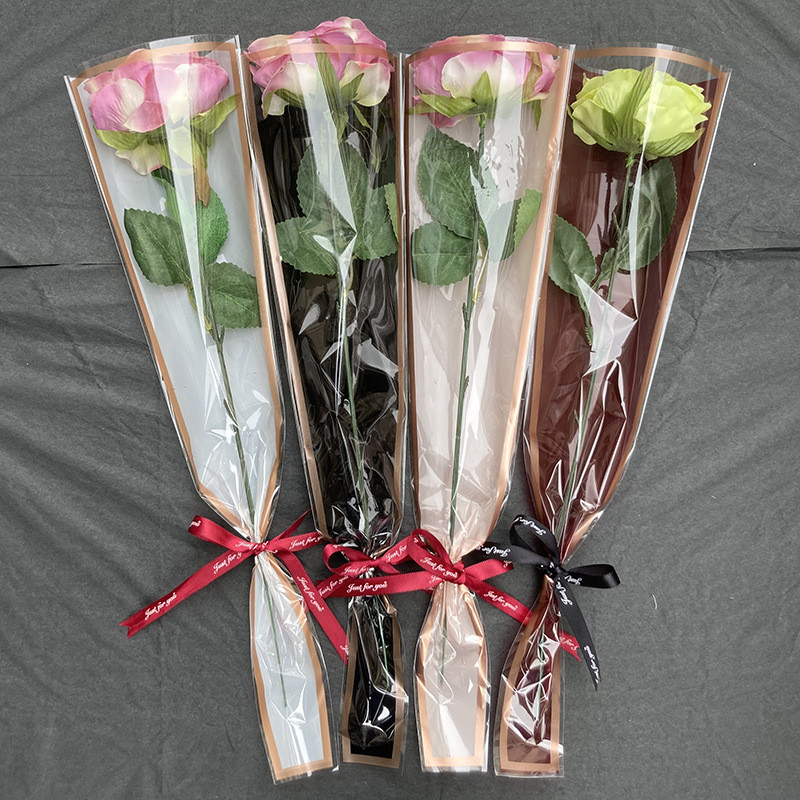 50pcs Single Rose Packaging Bag Transparent Waterproof Flower Floral ...