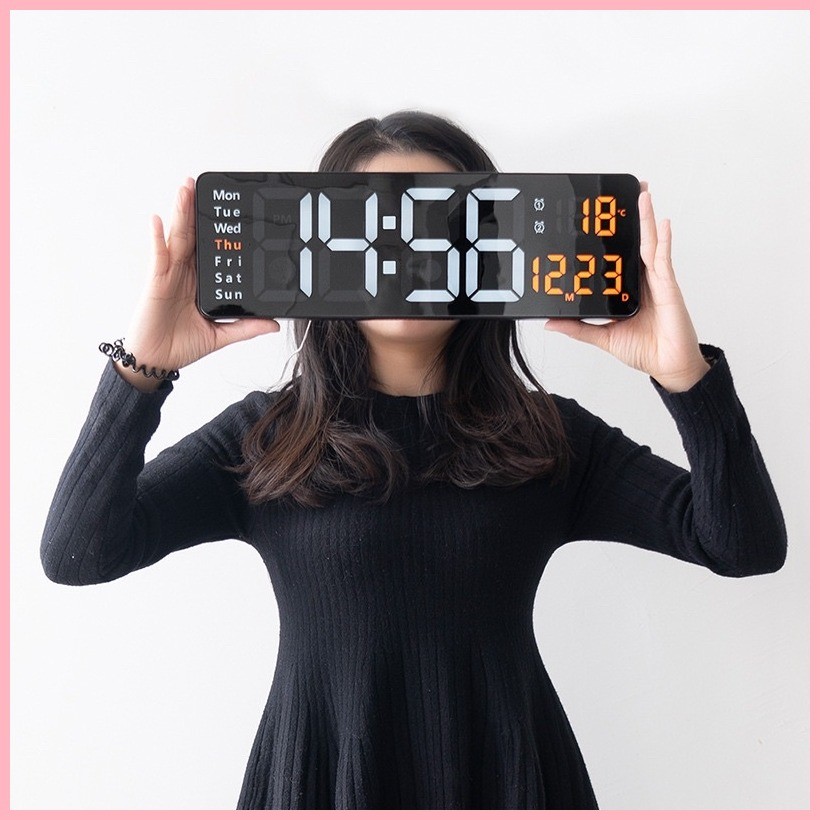 Large screen display clock Nordic digital clock simple living room wall ...