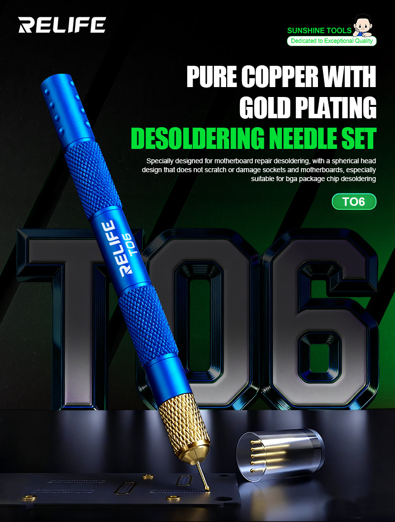 RELIFE TO6 Tin Dragging Needle Gold Plated FPC Connector Reballing ...