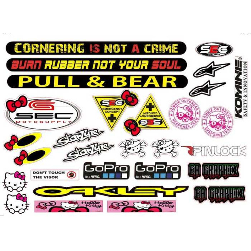 A HELMET VISOR DECALS STICKER SET Sec Hell K Tty HIGH QUALITY LAMINATED ...