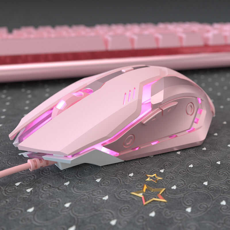 Pink Cute LED Backlight Gaming Mouse Girl Silent Silence Ergonomic ...