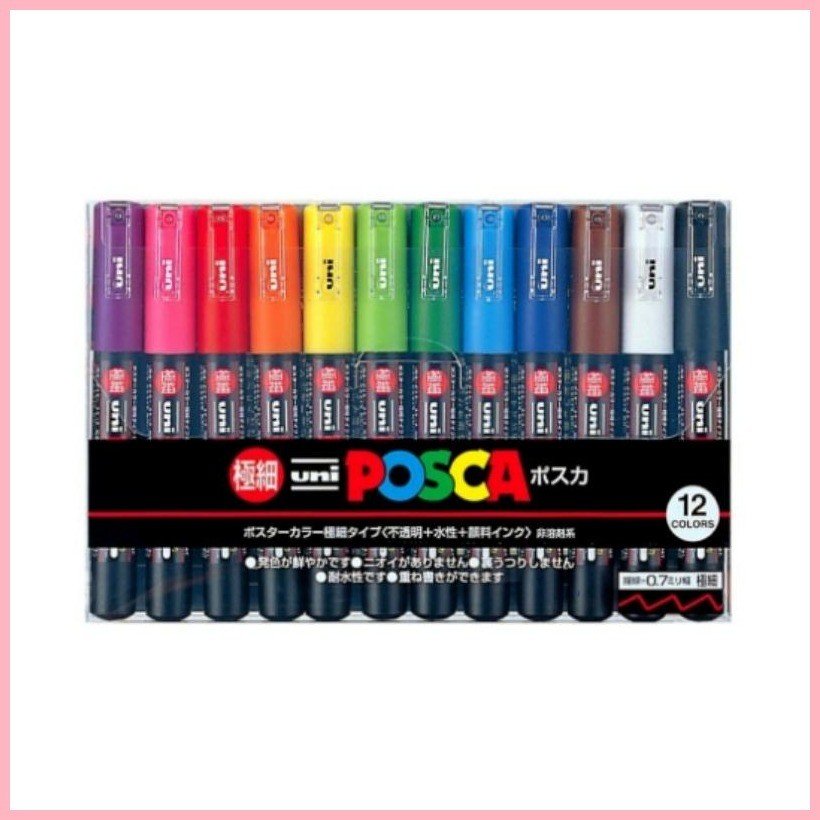 uni Posca Markers Set Of 12 Colors ( Acrylic Paint) Pc1M12C | Shopee ...