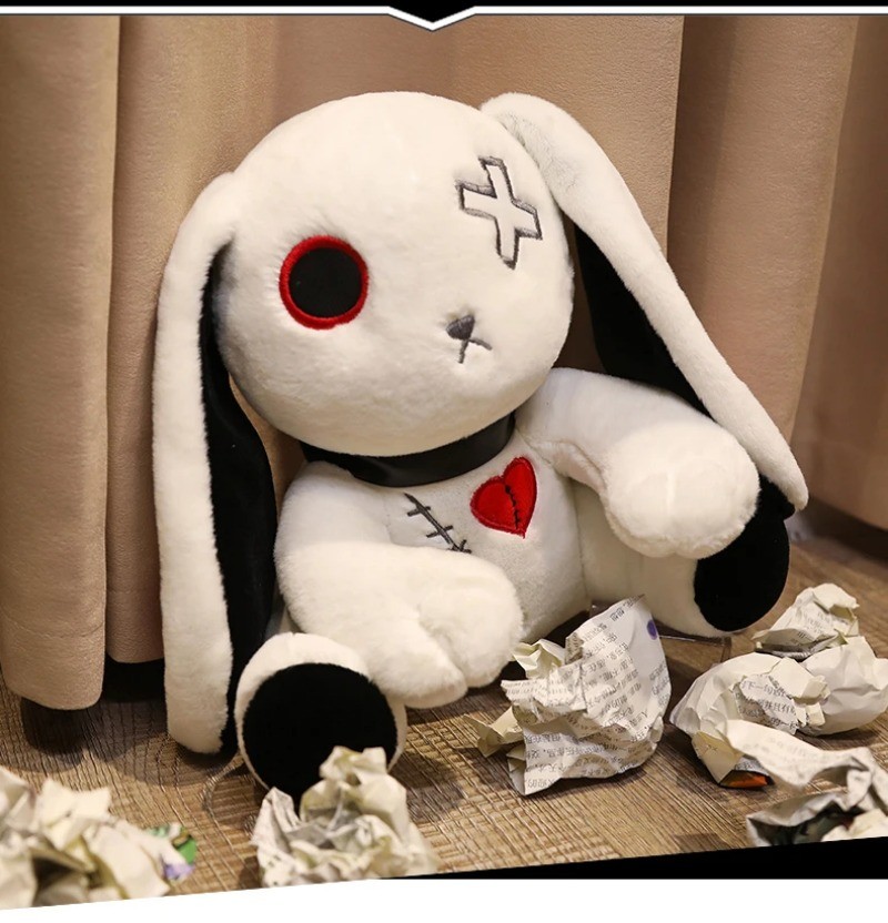 1pc Creepy Goth Bunny Plush Crazy Rabbit Plushie Toys, Spooky Gothic ...