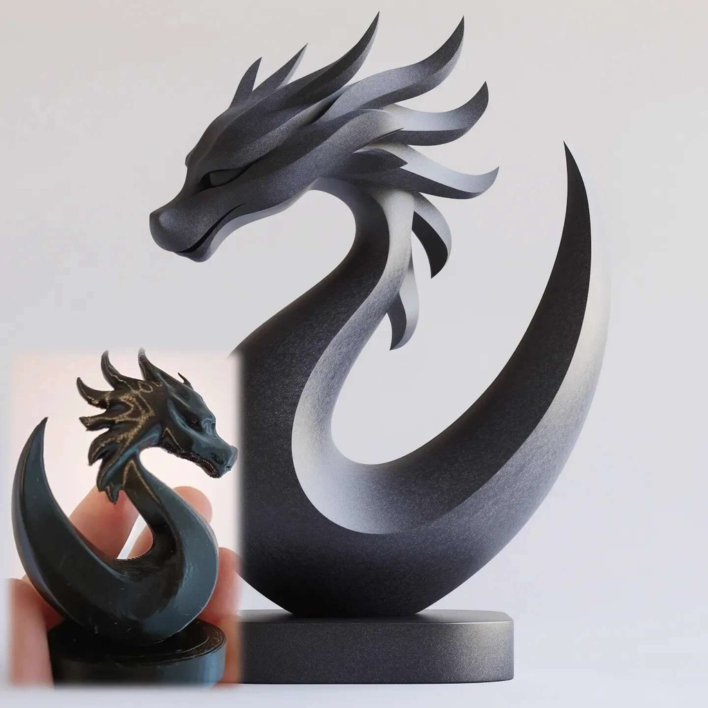 3D Printing Blueprints of Dragon on Base High Precision Material STL ...