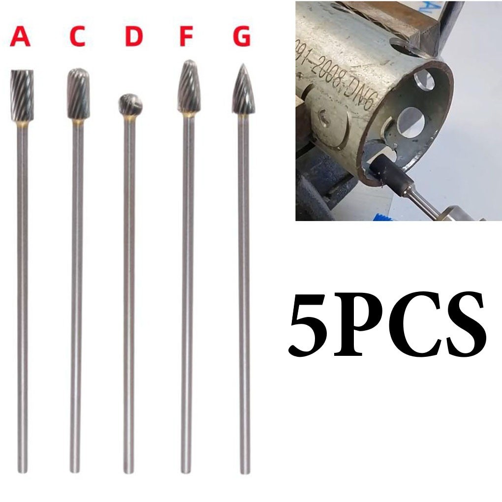 NSRE 5pcs 3x6x100mm Long Single Cut Solid Carbide Rotary Burrs Set ...