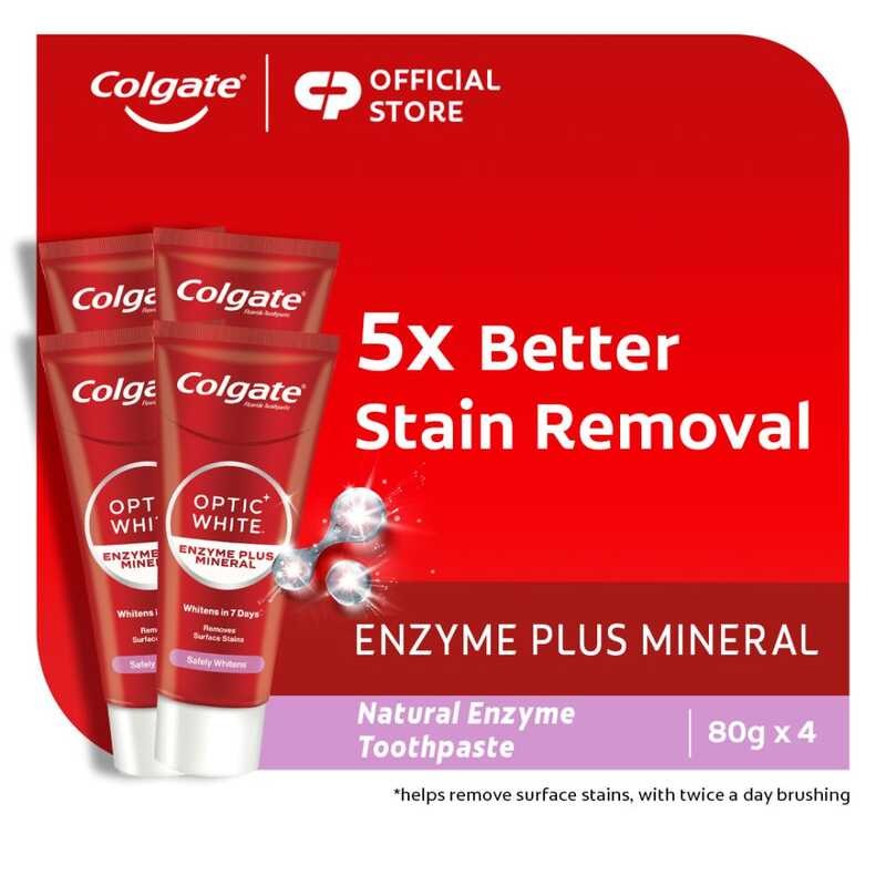 Colgate Optic White Enzyme Toothpaste 80G, Pack Of 4 3 | Shopee Philippines