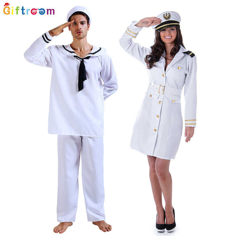 Halloween Party Cosplay Costume Adult Male Navy Female Officer Uniform ...