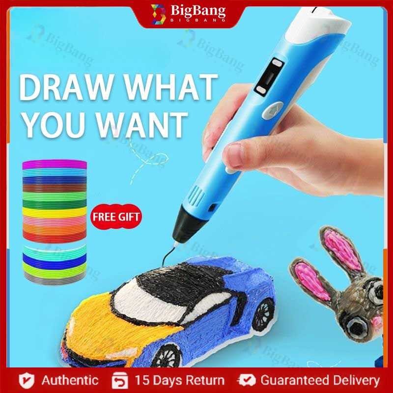 Original 3D Printer Pen Full Set With Filament 3M 3 Colors Toy For Kids ...