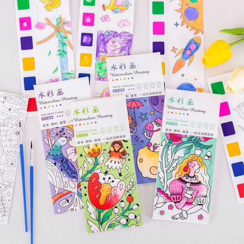 ing Coloring Book Set With Paintbrush 12 Sheets Graffiti Watercolor For ...