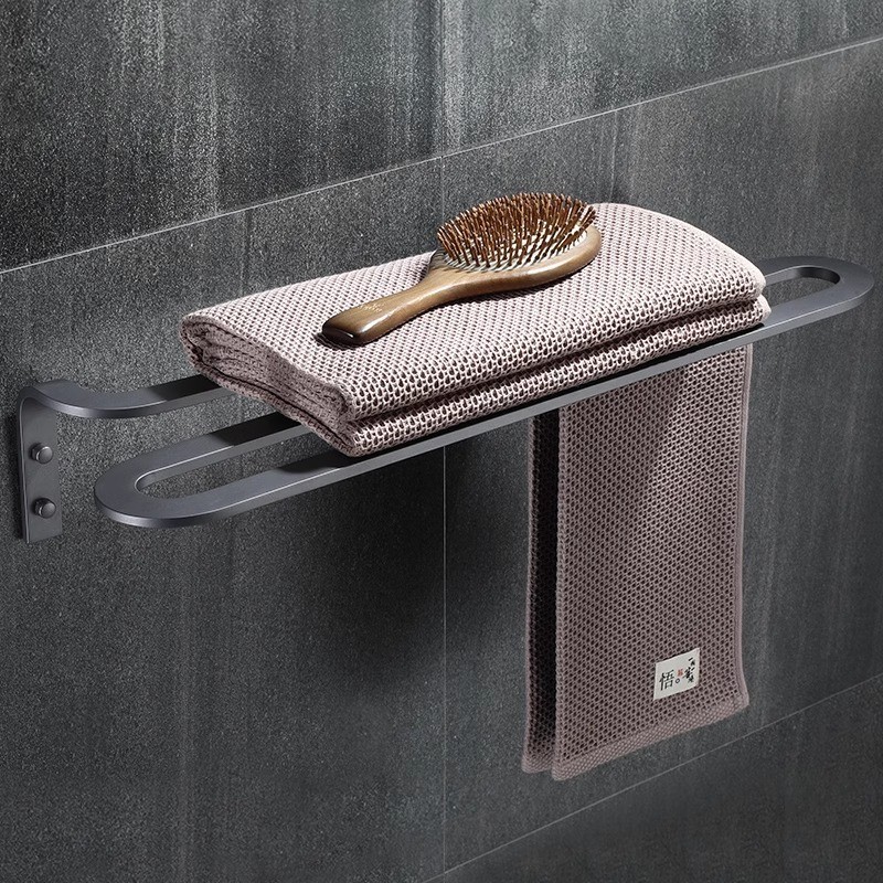 Ofiag Gun Gray Towel Rack Bathroom Space Aluminum Bath Towel Rack S ...