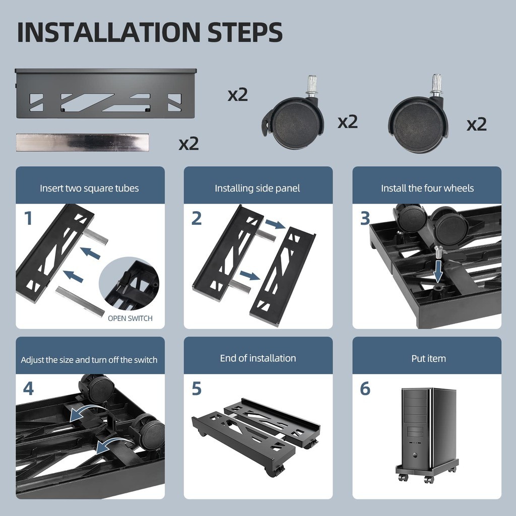 Adjustable Mobile CPU Stand Ventilated Computer Tower Stand PC Tower ...