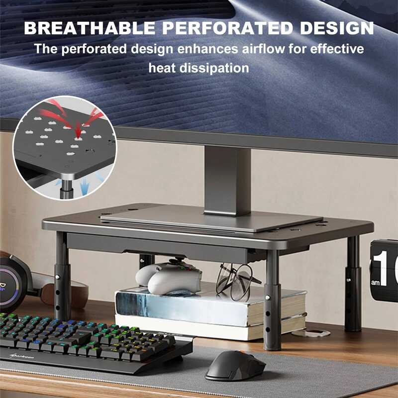 36 Computer 2 Monitor Stand 3 Height Adjustable Riser With Airw Vents ...