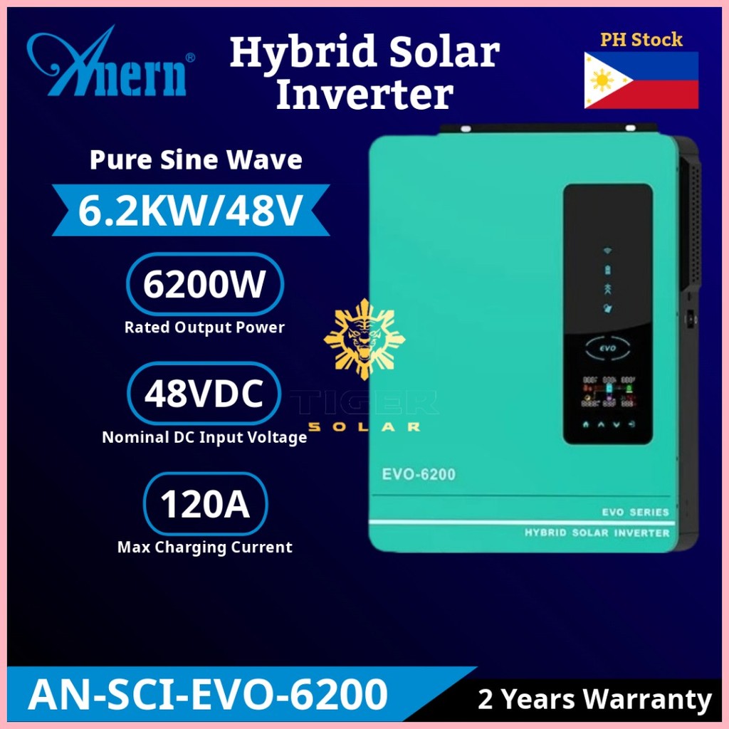 Anern Hybrid Solar Inverter 6KW 48V Hybrid Off Grid Inverter Built in ...