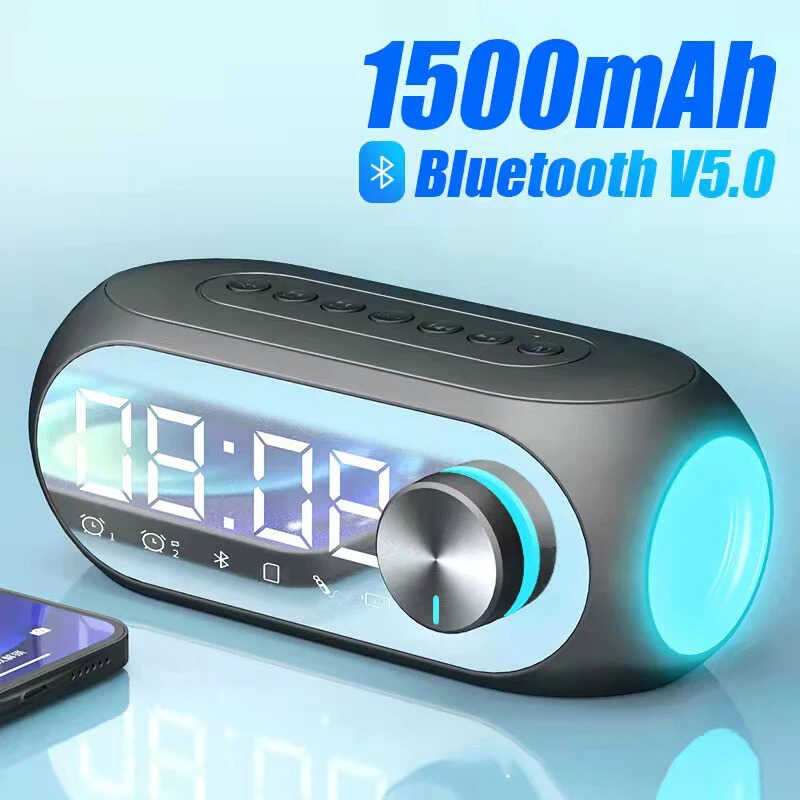 Tt Wireless Speakers Desktop Soundbar Clock Dual Alarm LED Light HIFI ...