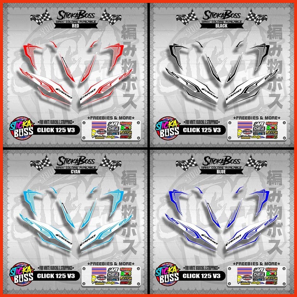 CLICK 125 V3 DECALS ( FOR WHITE VARICHA X STRIPPINGS )【WITH FREEBIES ...