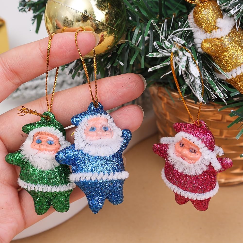 6/18/30Pcs Mini Colored Santa Claus Hanging Ornament / Christmas Tree ...