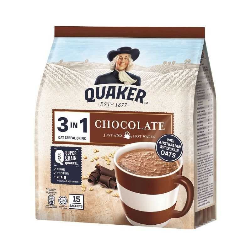 COD Quaker 3 In 1 Oat Cereal Drink Chocolate 15 Sachets X 28G 420G ...