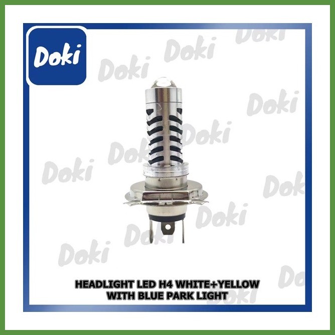 DOKI MOTO] HEADLIGHT LED WHITE+YELLOW WITH BLUE PARK LIGHT | Shopee ...