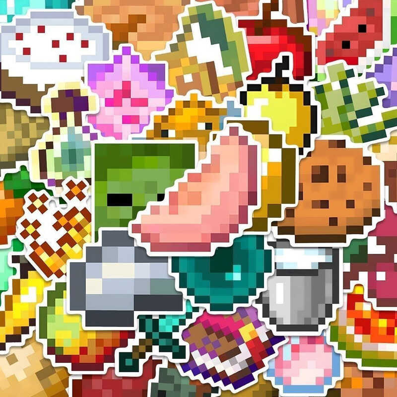 Waterproof Minecraft Stickers 100 Pcs Decorative DIY Wall Decals Pixel ...