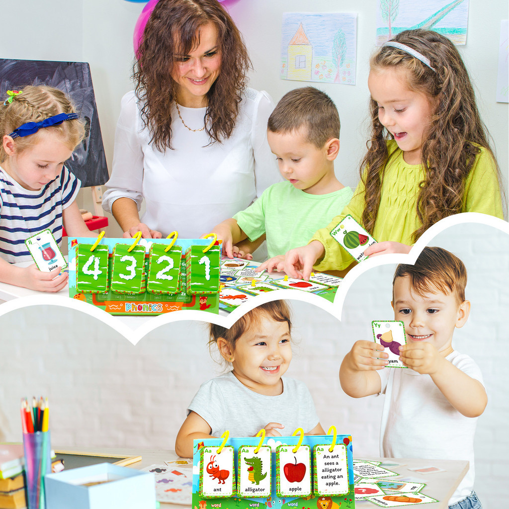 129Pcs Phonics English Flash Card CVC Words Vowel Consonant Desk ...