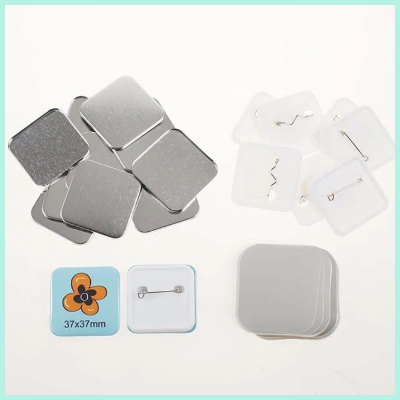 (50pcs/100pcs) 50mm Square Button Pins and Ref Magnet Consumables ...