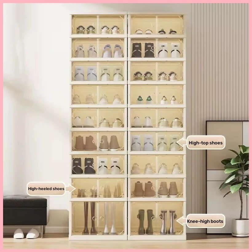 3/6/9/ Layers Transparent Foldable Shoe Rack for Dormitory Bedroom Shoe ...