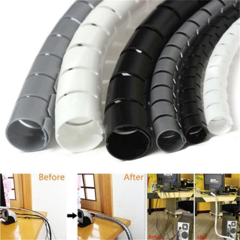 Flexible Spiral Cable Wire Protector Cable Organizer Storage Pipe Cord ...