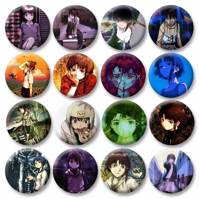 Horror Anime Serial Experiments Lain Soft Button Pins Sci-fi Suspense ...