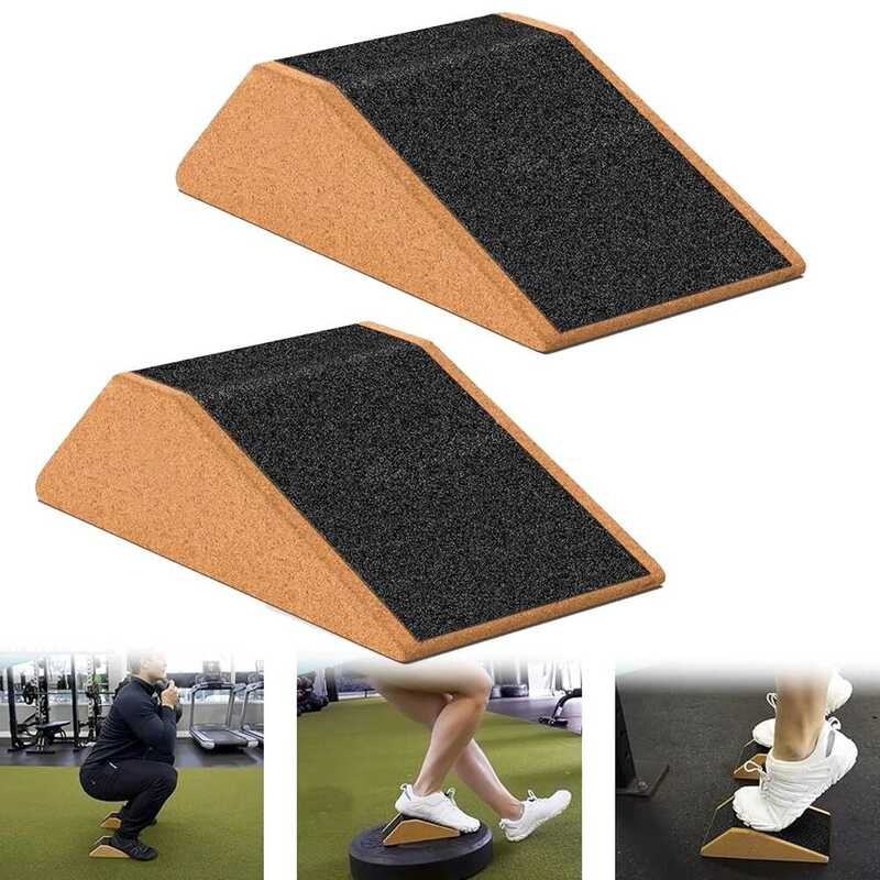2Pcs 0 Squat Wedge Block Non-Slip Slant Board Cork Professional Ramp ...