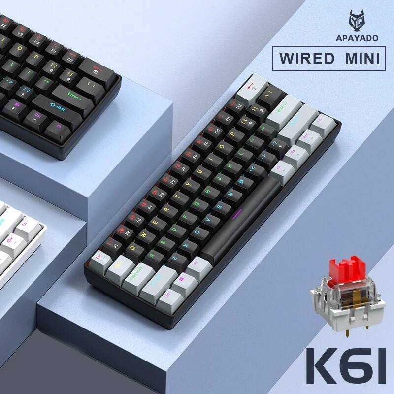 cal Keyboard Wired,60% Portable 61 Keys RGB Black,White, Red/Blue ...