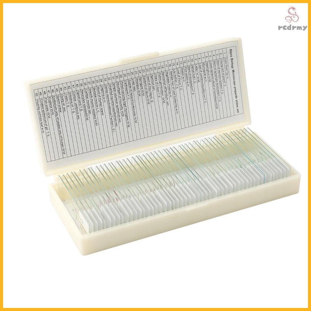 50PCS/Set Biological Glass Sample Prepared Basic Animal Plants Insects ...