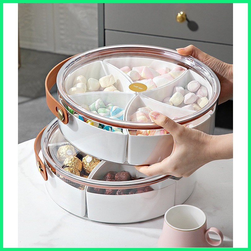Kapan Home Plastic Round Snack Tray Food Candy Container With Handle ...