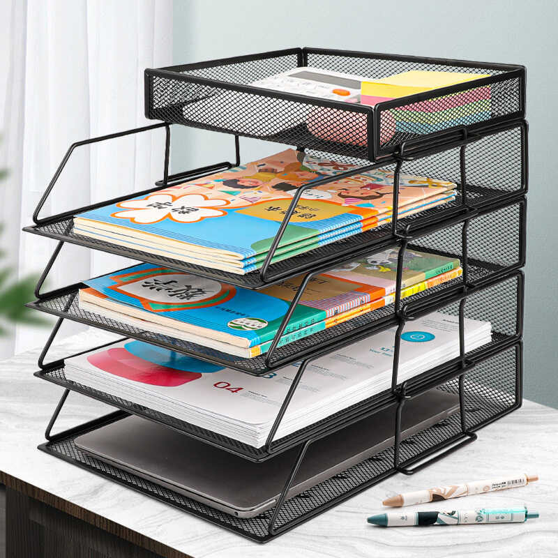 Tray Three Four Five Layers Metal Desktop Folder Storage Box Organizer ...