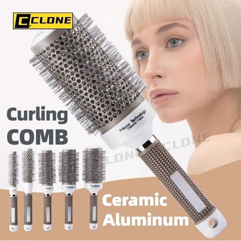 A86 Curly Hair Roller Round Comb Salon Ceramic Aluminum Tube Blow ...