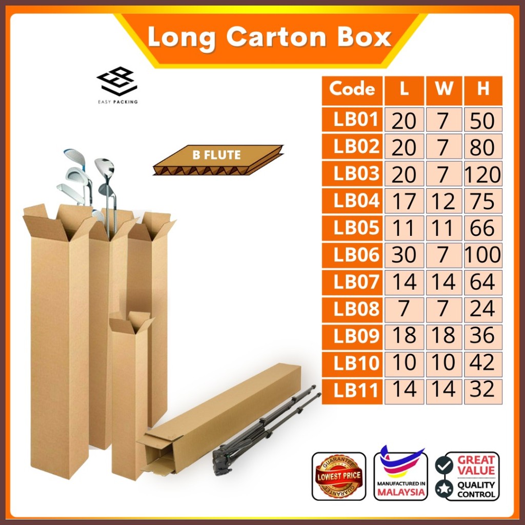 Long Box Carton Box Packing Box Packaging Box Panjang Kotak Small Paper ...