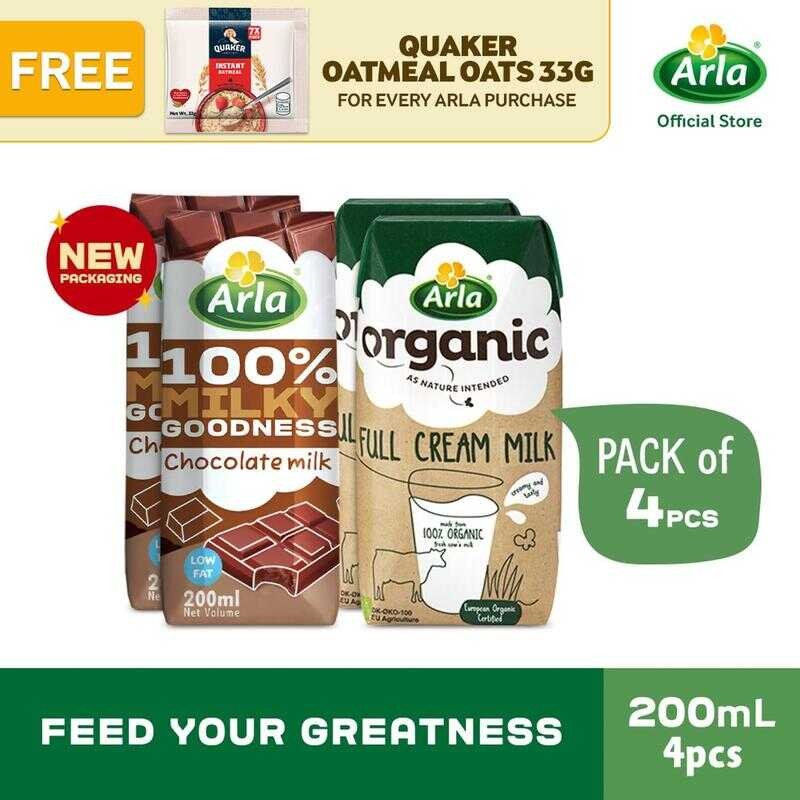 Arla Organic Full Cream And Chocolate Milk 200Ml 4-Pack D78 | Shopee ...