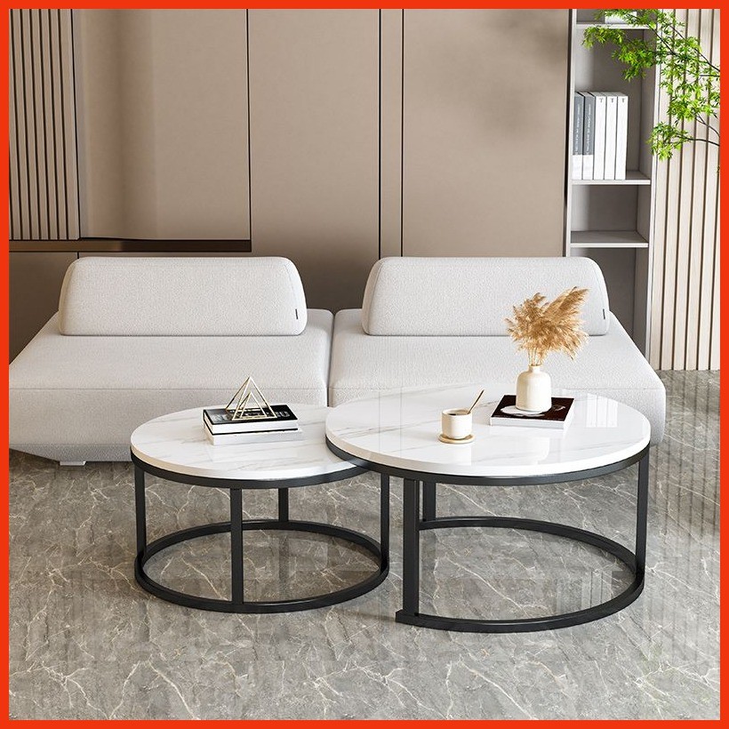 HOME FACTOR Coffee table Family living room coffee table round steel ...