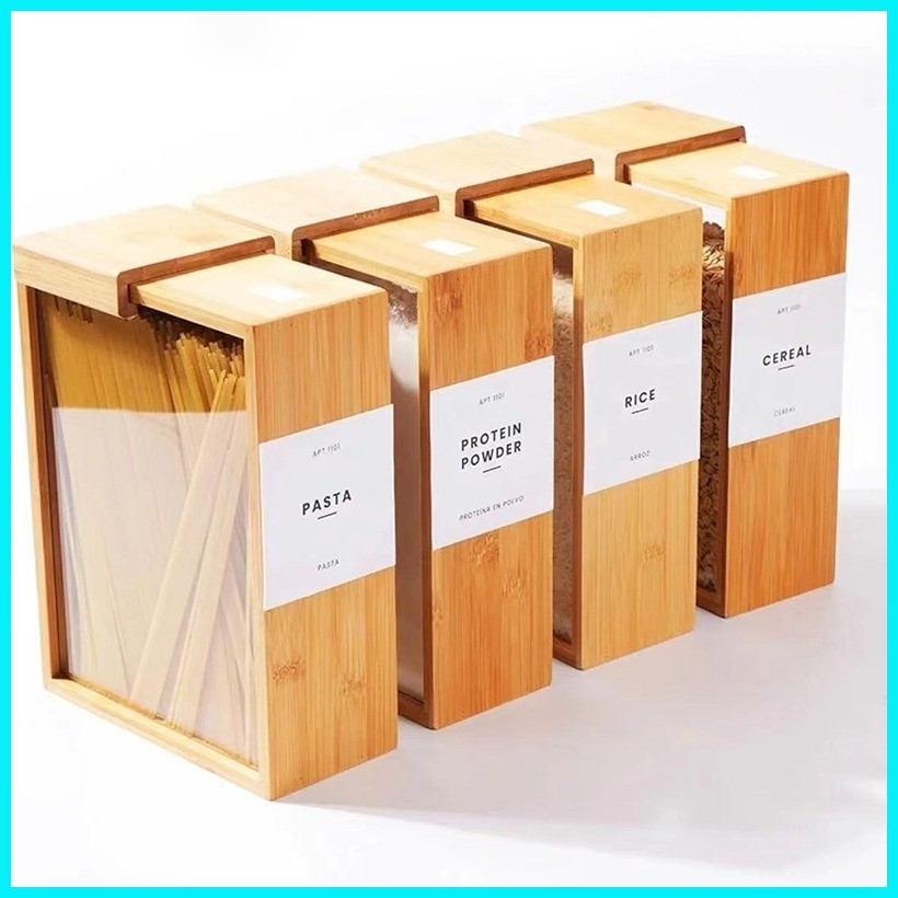 Bamboo Durable Rice Bucket Cereals Boxes Food Storage Box Bean Grain ...
