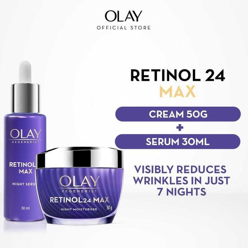 Olay Retinol 24 MAX Anti Aging Moisturizer Cream 50G + Serum 30G Bundle ...