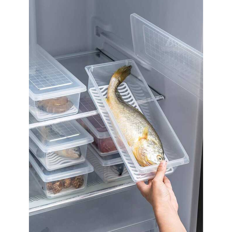 Refrigerator Freezer Fish Meat Storage Draining Divider Seafood ...