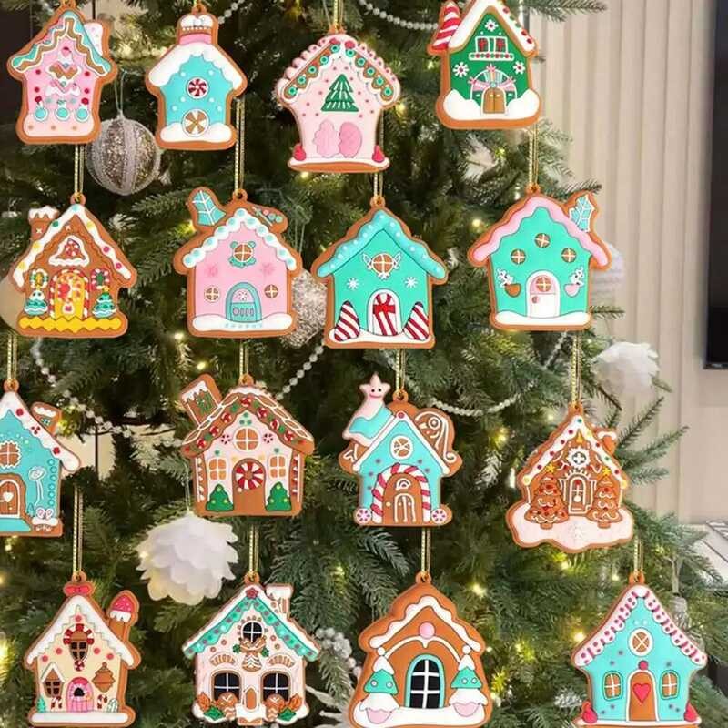 W Durable Pvc Soft Rubber Gingerbread Man House Ornaments Holiday Tree ...