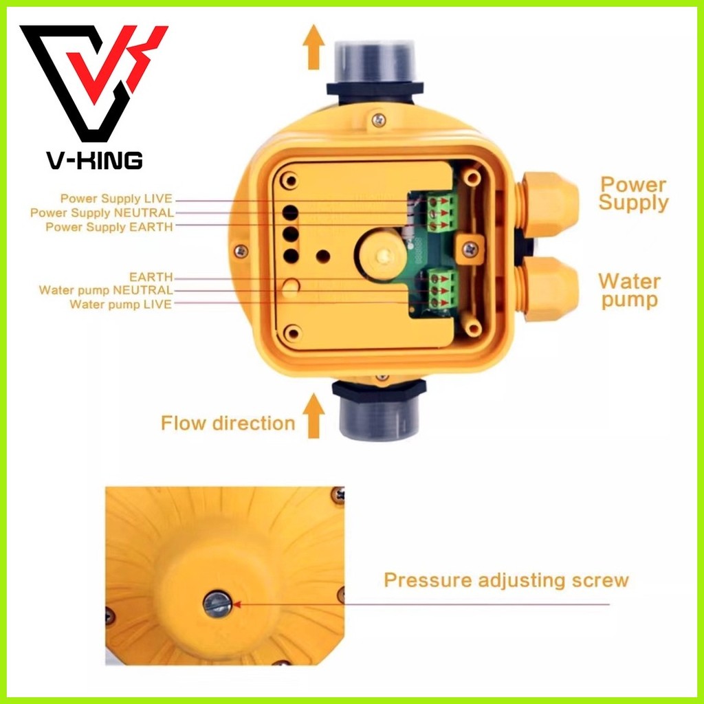 Vking Automatic Water Pump Control Ip65 10 Bar Pressure Switch ...