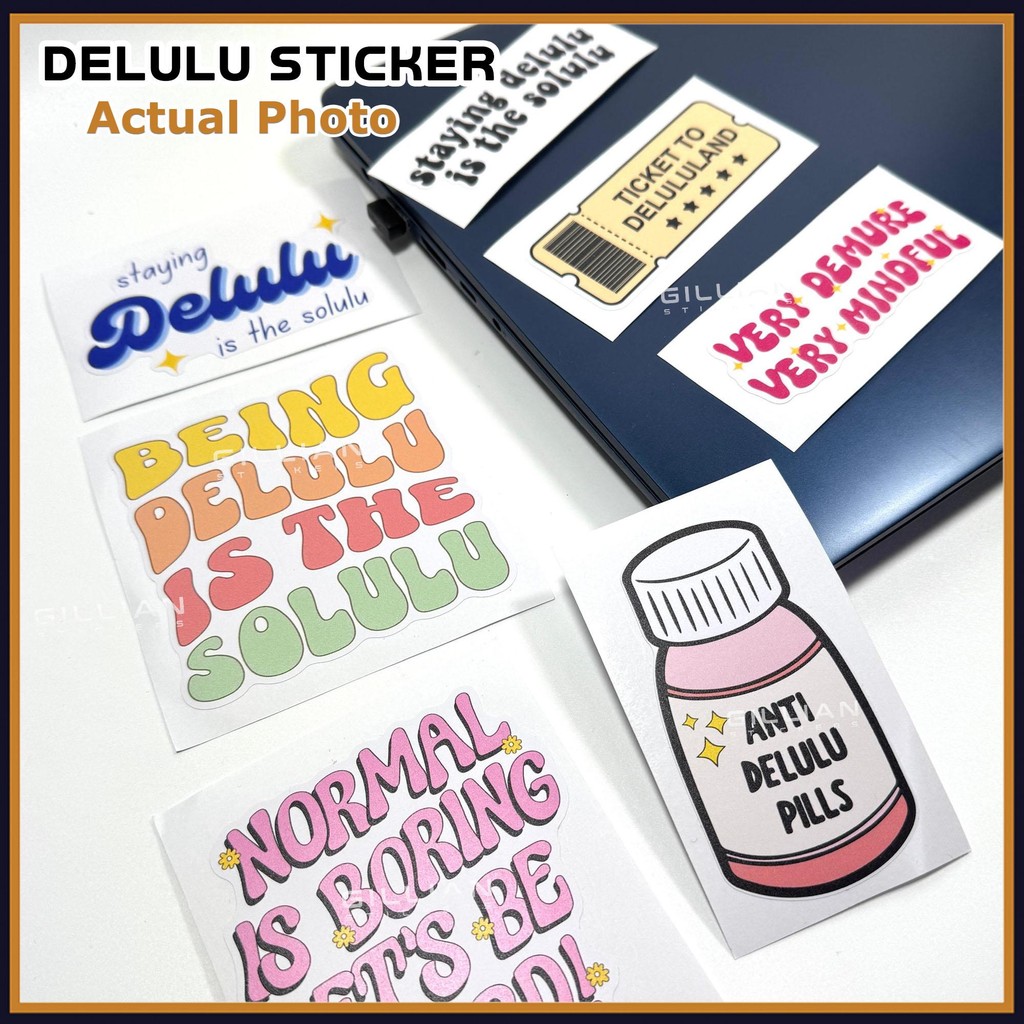 Delusional Sticker Inspirational & Funny Words for Laptop, Bottle ...