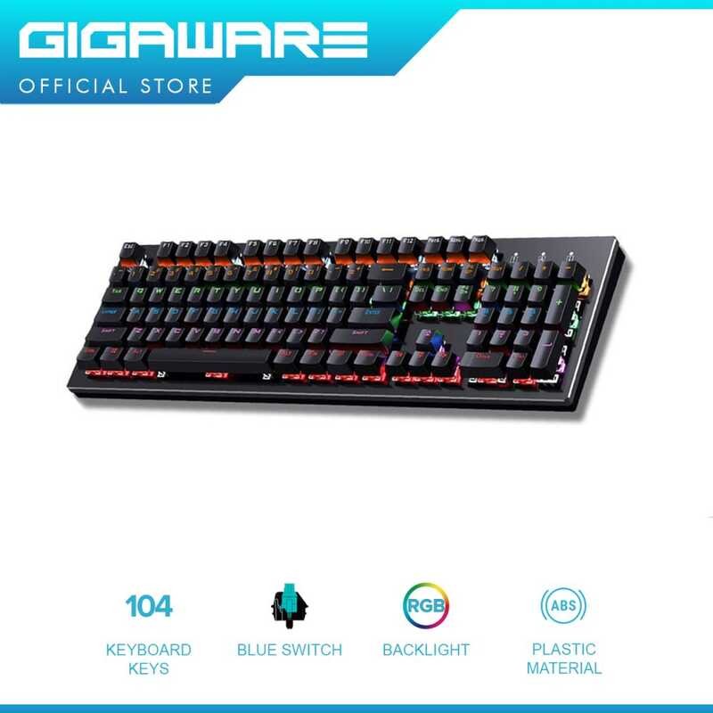 Gigaware K880 Mechanical 104 Key Computer Wired Gaming Keyboard + 10 ...