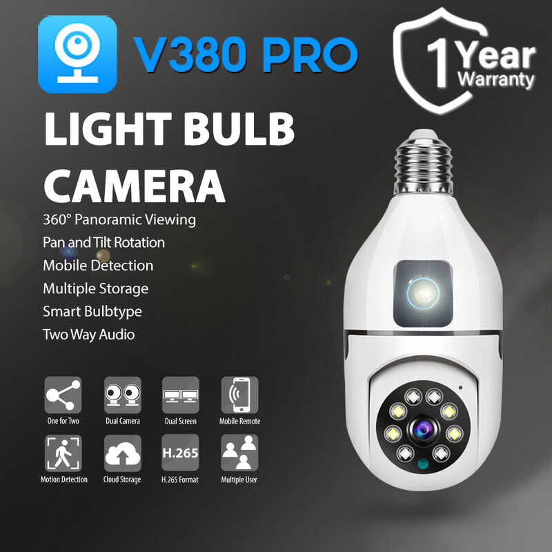 V380 Pro 4Mp Dual Lens CCTV Camera WIFI Bulb Smart Home 360 Rotation ...