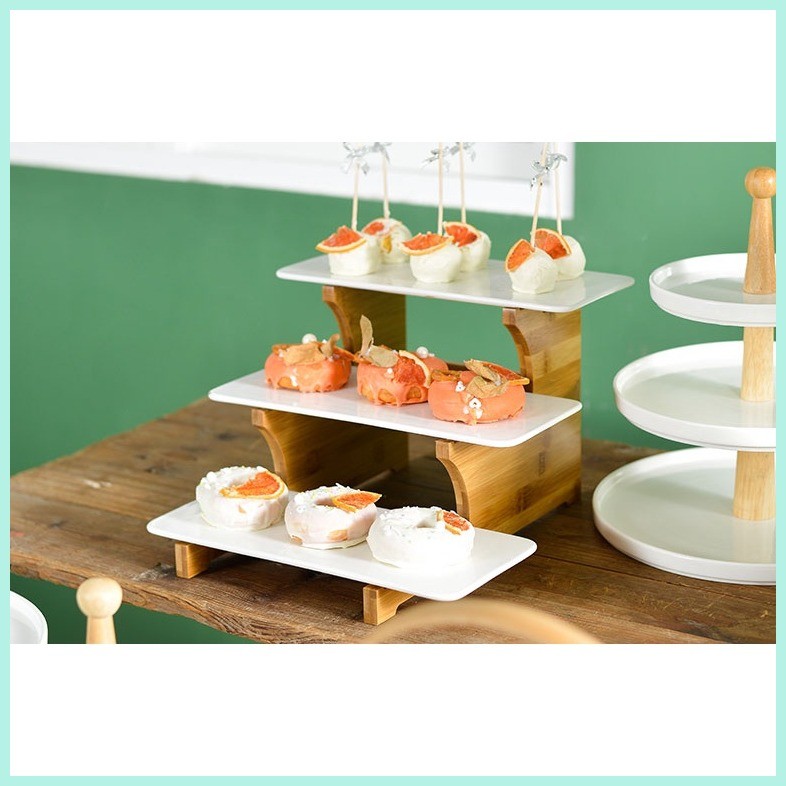 Ceramic dessert stand buffet server snack plate multi-layer storage ...